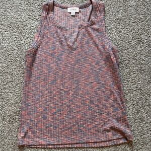 Evereve Gray and Pink Ribbed Tank Top